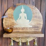 Multicoloured Mango Wood Gautama Buddha Prayer Shelf (D- 12in, H- 1in - Image 2