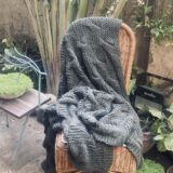 Dark Green Knitted Throw