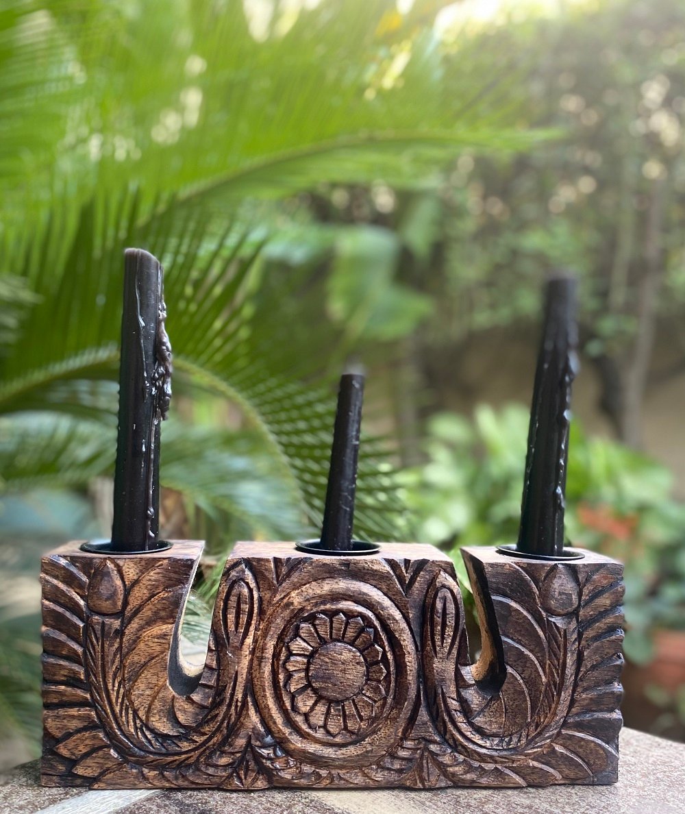 Gilded 3 candle stand