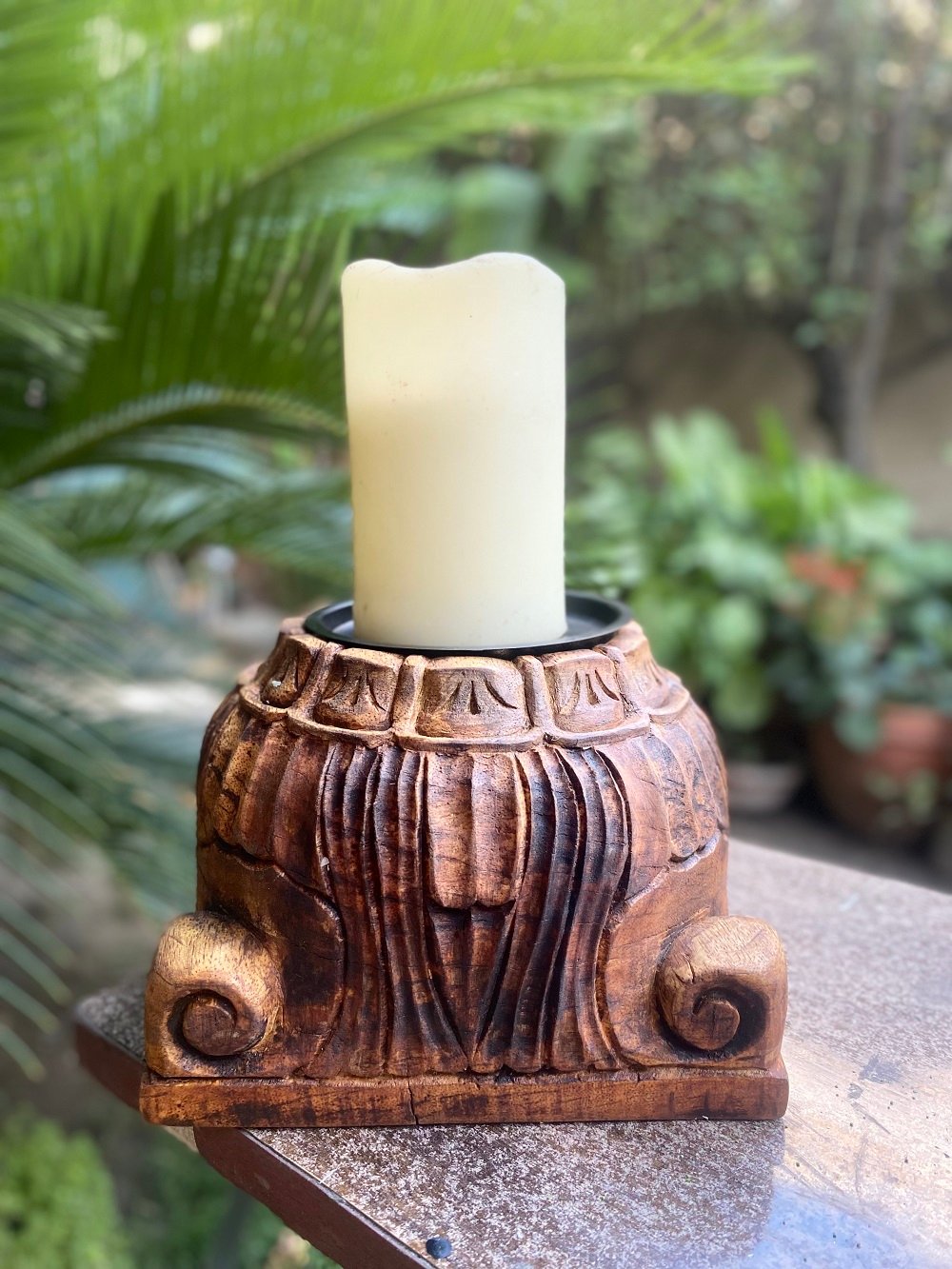 Baroque column candle holder