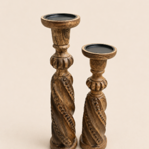 Beaded twist candle holder set